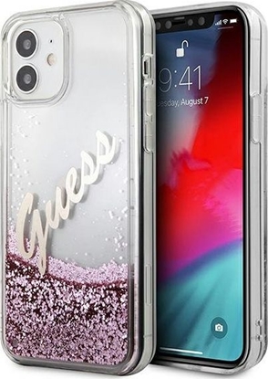 Attēls no Guess Etui Guess GUHCP12SGLVSPI Apple iPhone 12 mini róowy/pink hardcase Glitter Vintage Script