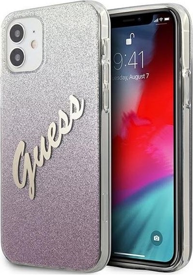 Picture of Guess Etui Guess GUHCP12SPCUGLSPI Apple iPhone 12 mini róowy/pink hardcase Glitter Gradient Script