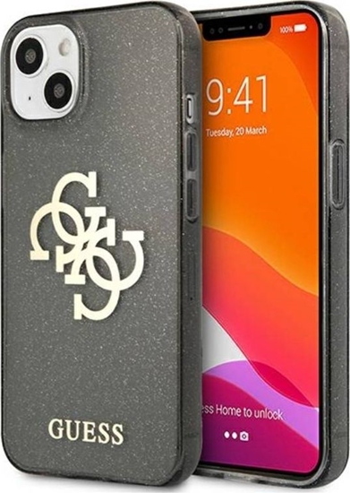 Picture of Guess Etui Guess GUHCP13SPCUGL4GBK Apple iPhone 13 mini czarny/black hard case Glitter 4G Big Logo
