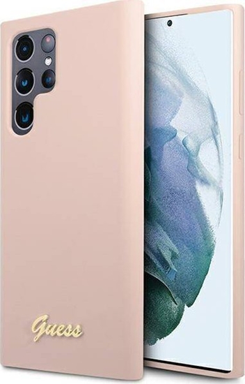 Picture of Guess Etui Guess GUHCS23LLSLMGPP Samsung Galaxy S23 Ultra róowy/pink hardcase Silicone Script Metal Logo