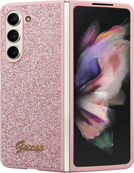Изображение Guess Etui Guess GUHCZFD5HGGSHP Samsung Galaxy Z Fold 5 hardcase Glitter Script róowy/pink