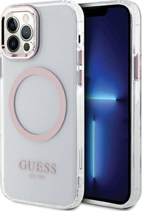 Attēls no Guess Etui Guess GUHMP12MHTRMP Apple iPhone 12/12 Pro róowy/pink hard case Metal Outline Magsafe