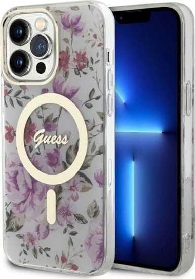 Picture of Guess Etui Guess GUHMP14LHCFWST Apple iPhone 14 Pro transparent hardcase Flower MagSafe