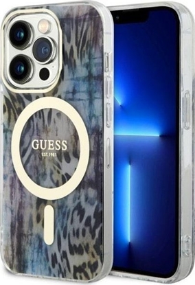 Attēls no Guess Etui Guess GUHMP14LHLEOPWB Apple iPhone 14 Pro niebieski/blue hardcase Leopard MagSafe