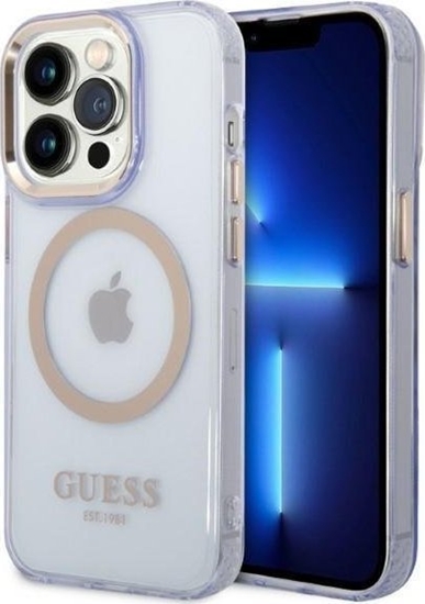 Изображение Guess Etui Guess GUHMP14LHTCMU Apple iPhone 14 Pro purpurowy/purple hard case Gold Outline Translucent MagSafe