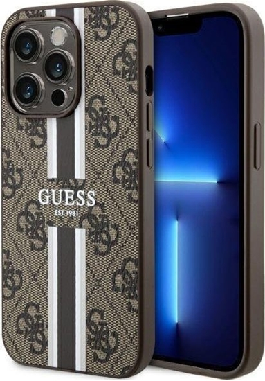 Picture of Guess Etui Guess GUHMP14LP4RPSW Apple iPhone 14 Pro brzowy/brown hardcase 4G Printed Stripes MagSafe