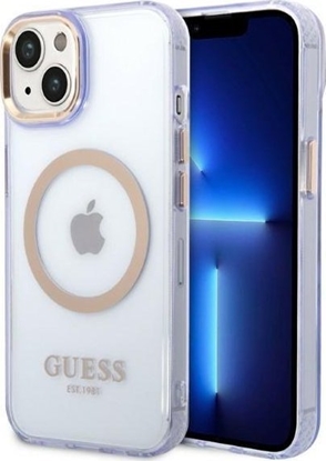 Изображение Guess Etui Guess GUHMP14SHTCMU Apple iPhone 14 purpurowy/purple hard case Gold Outline Translucent MagSafe