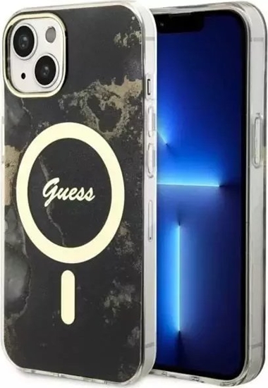 Picture of Guess Etui na telefon Guess GUHMP14MHTMRSK do Apple iPhone 14 Plus 6.7" czarny/black hardcase Golden Marble MagSafe
