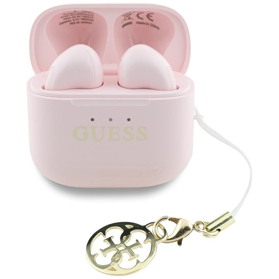 Изображение TWS Guess Glossy Effect Printed Classic Logo & Charm Pink Headphones