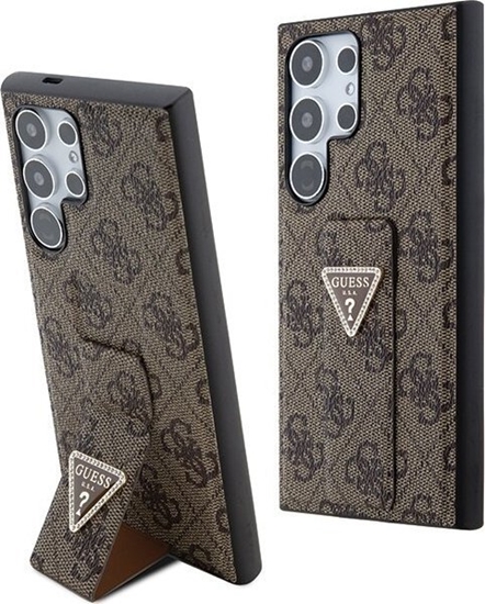 Picture of Guess GUHCS24LPGS4TDW S24 Ultra S928 brown hardcase Grip Stand 4G Triangle Strass | GUESS