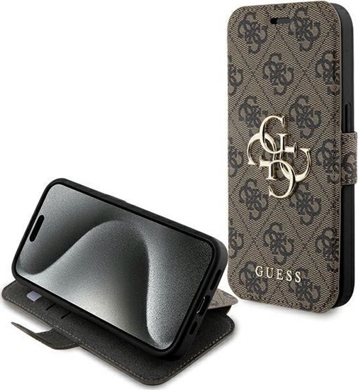 Picture of Guess GUBKP15X4GMGBR iPhone 15 Pro Max 6.7" brzowy/brown book 4G Metal Logo