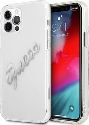 Attēls no Guess Guess GUHCP12MKTRSVSI iPhone 12/12 Pro 6,1" Transparent hardcase Vintage Script Silver