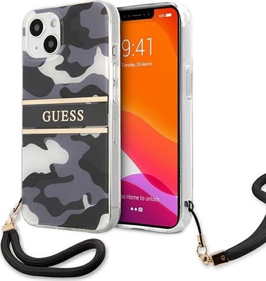 Picture of Guess Guess GUHCP13MKCABBK iPhone 13 6,1" czarny/black hardcase Camo Strap Collection
