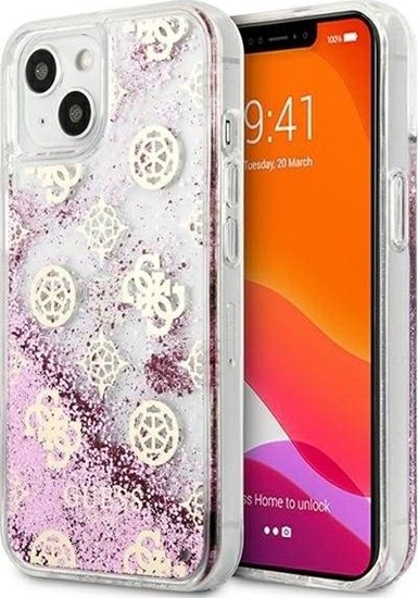 Picture of Guess Guess GUHCP13SLGPEPI iPhone 13 mini 5,4" róowy/pink hardcase Peony Liquid Glitter