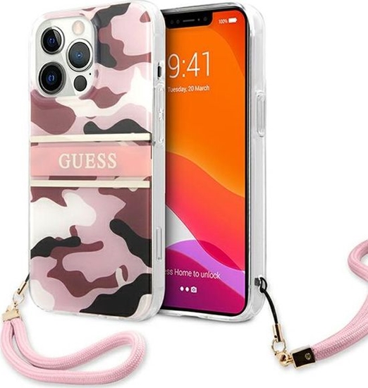Picture of Guess Guess GUHCP13XKCABPI iPhone 13 Pro Max 6,7" róowy/pink hardcase Camo Strap Collection