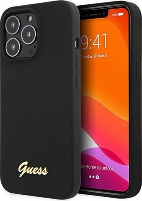 Attēls no Guess Guess GUHCP13XLSLMGBK iPhone 13 Pro Max 6.7" black/czarny hardcase Silicone Script Gold Logo