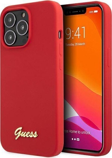 Picture of Guess Guess GUHCP13XLSLMGRE iPhone 13 Pro Max 6.7" czerwony/burgundy hard case Silicone Vintage Gold Logo