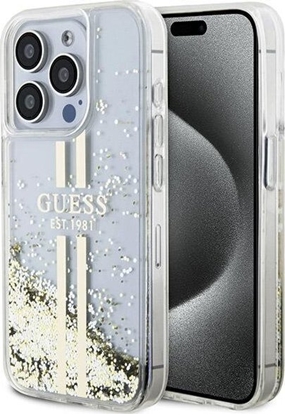 Attēls no Guess Guess GUHCP15LLFCSEGT iPhone 15 Pro 6.1" transparent hardcase Liquid Glitter Gold Stripes