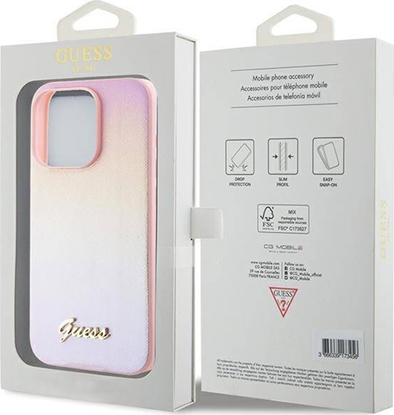 Attēls no Guess GUHCP15LPSAIRSP iPhone 15 Pro 6.1" róowy/pink hardcase Saffiano Iridescent Script