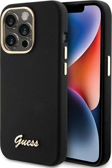 Picture of Guess Guess GUHCP15LSMBSLK iPhone 15 Pro 6.1" czarny/black hardcase Silicone Script Metal Logo & Frame