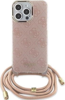 Attēls no Guess Guess GUHCP15SHC4SEP iPhone 15 / 14 / 13 6.1" róowy/pink hardcase Crossbody Cord 4G Print