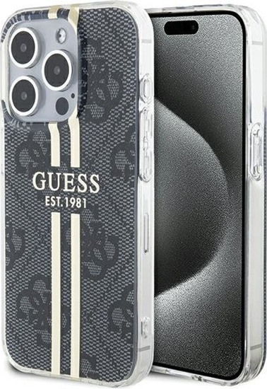 Picture of Guess Guess GUHCP15XH4PSEGK iPhone 15 Pro Max 6.7" czarny/black hardcase IML 4G Gold Stripe