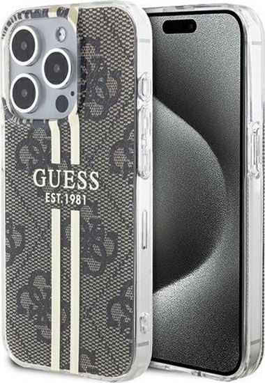 Picture of Guess Guess GUHCP15XH4PSEGW iPhone 15 Pro Max 6.7" brzowy/brown hardcase IML 4G Gold Stripe