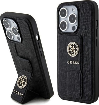 Attēls no Guess GUHCP15XPGSSADK iPhone 15 Pro Max 6.7" czarny/black hardcase Grip Stand 4G Saffiano Strass