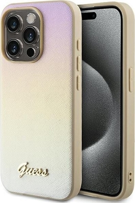Attēls no Guess GUHCP15XPSAIRSD iPhone 15 Pro Max 6.7" zoty/gold hardcase Saffiano Iridescent Script