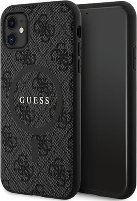 Изображение Guess GUHMN61G4GFRK iPhone 11 6.1" / Xr czarny/black hardcase 4G Collection Leather Metal Logo MagSafe
