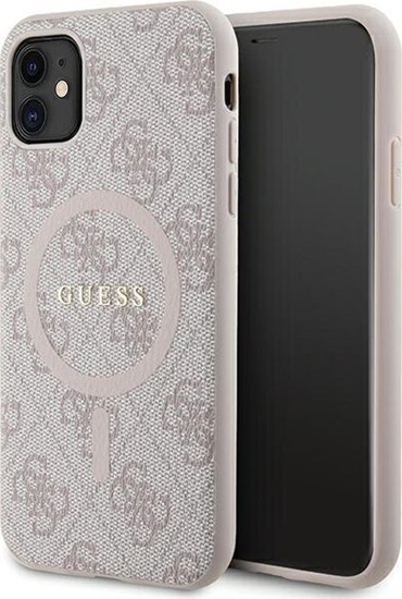 Изображение Guess GUHMN61G4GFRP iPhone 11 6.1" / Xr róowy/pink hardcase 4G Collection Leather Metal Logo MagSafe