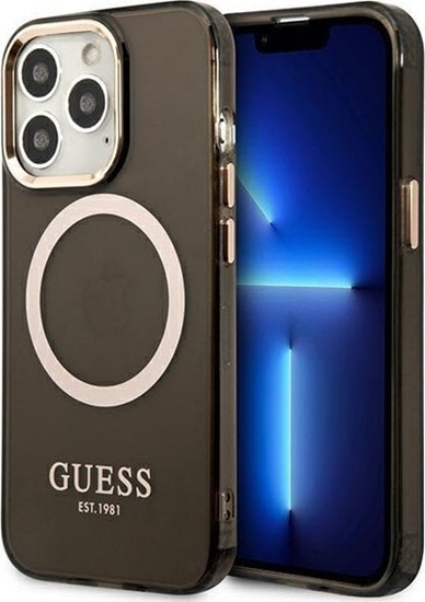 Picture of Guess Guess GUHMP13LHTCMK iPhone 13 Pro / 13 6,1" czarny/black hard case Gold Outline Translucent MagSafe