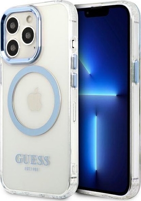 Attēls no Guess Guess GUHMP13LHTRMB iPhone 13 Pro / 13 6,1" niebieski/blue hard case Metal Outline Magsafe
