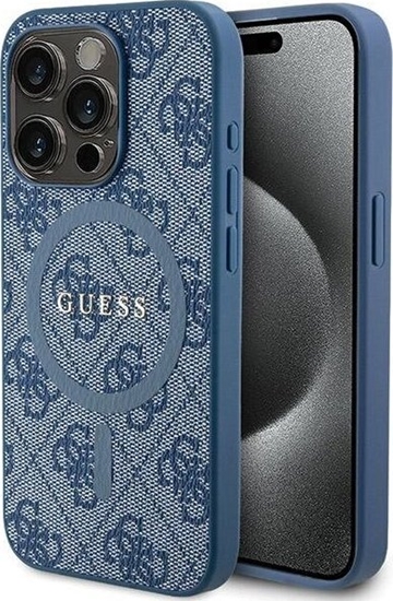 Picture of Guess GUHMP14LG4GFRB iPhone 14 Pro 6.1" niebieski/blue hardcase 4G Collection Leather Metal Logo MagSafe
