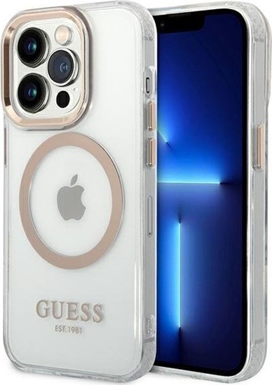 Picture of Guess Guess GUHMP14XHTRMD iPhone 14 Pro Max 6,7" zoty/gold hard case Metal Outline Magsafe NoSize