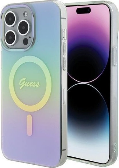 Изображение Guess Guess GUHMP15LHITSQ iPhone 15 Pro 6.1" turkusowy/turquoise hardcase IML Iridescent MagSafe