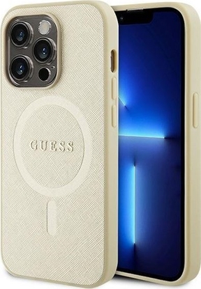 Attēls no Guess GUHMP15LPSAHMCB iPhone 15 Pro 6.1" zoty/gold hardcase Saffiano MagSafe