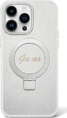 Attēls no Guess Guess GUHMP15MHRSGSD iPhone 15 Plus 6.7" przezroczysty/transparent hardcase Ring Stand Script Glitter MagSafe