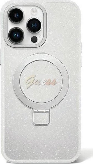 Изображение Guess Guess GUHMP15MHRSGSD iPhone 15 Plus 6.7" przezroczysty/transparent hardcase Ring Stand Script Glitter MagSafe