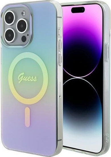 Picture of Guess Guess GUHMP15XHITSQ iPhone 15 Pro Max turkusowy/turquoise hardcase IML Iridescent MagSafe