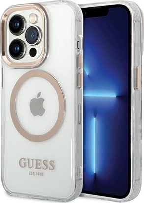 Attēls no Guess GUHMP15SHTRMD iPhone 15 / 14 / 13 6.1" zoty/gold hard case Metal Outline Magsafe