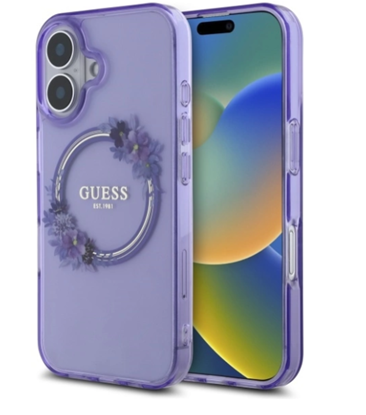 Attēls no Guess IML Flowers Wreath MagSafe Case for Apple iPhone 16