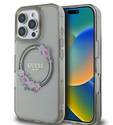 Attēls no Guess IML Flowers Wreath MagSafe Case for Apple iPhone 16 Pro