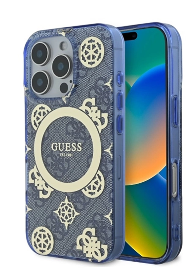 Picture of Guess IML Peony On 4G Background MagSafe Back Case for Apple iPhone 16 Pro