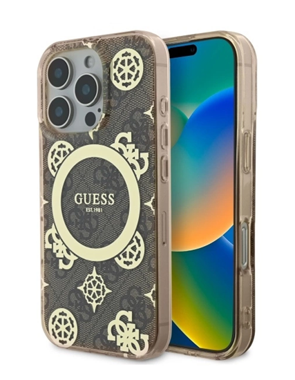 Picture of Guess IML Peony On 4G Background MagSafe Back Case for Apple iPhone 16 Pro Max