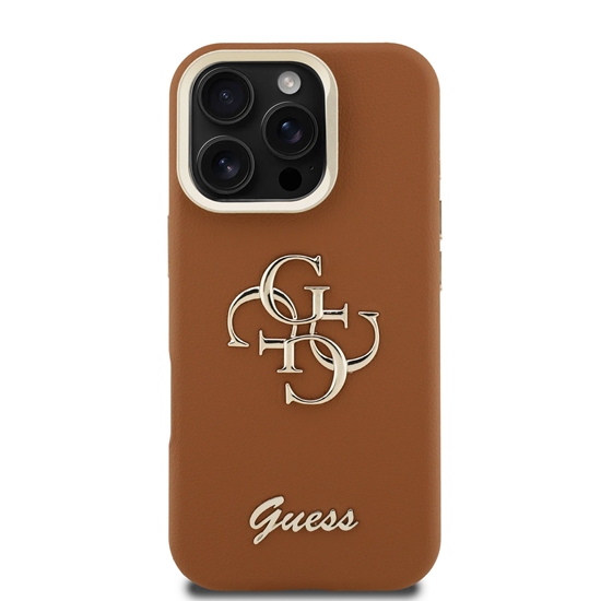 Изображение Guess PU Grained 4G Logo Stand Camera Frame Case for Apple iPhone 16 Pro Max