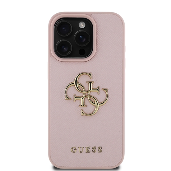 Picture of Guess PU Grained 4G Metal Logo Case for Apple iPhone 16 Pro Max