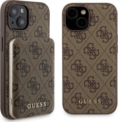 Изображение Guess Zestaw Guess GUBPM5P15S4GEMGW Apple iPhone 15 hardcase + Powerbank 5000mAh MagSafe 4G Metal Logo brzowy/brown