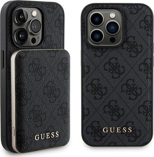 Изображение Guess Zestaw Guess GUBPM5P15X4GEMGK Apple iPhone 15 Pro Max hardcase + Powerbank 5000mAh MagSafe 4G Metal Logo czarny/black