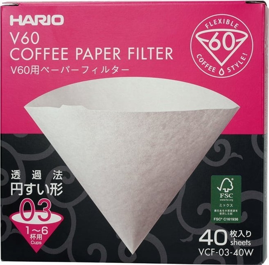 Picture of Hario Filtry papierowe do dripa V60-03 - 40 sztuk